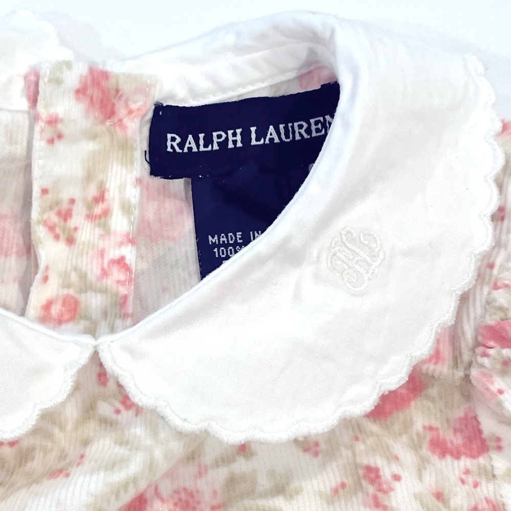 Vintage Ralph Lauren Velour Coverall Girls Medium Floral All-in-One Romper Fall - Picture 2 of 5